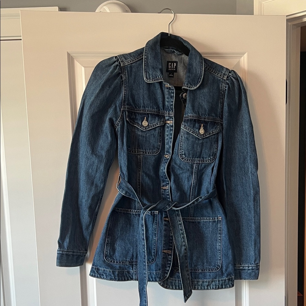 GAP Dark Blue Denim Jean Jacket with Belt